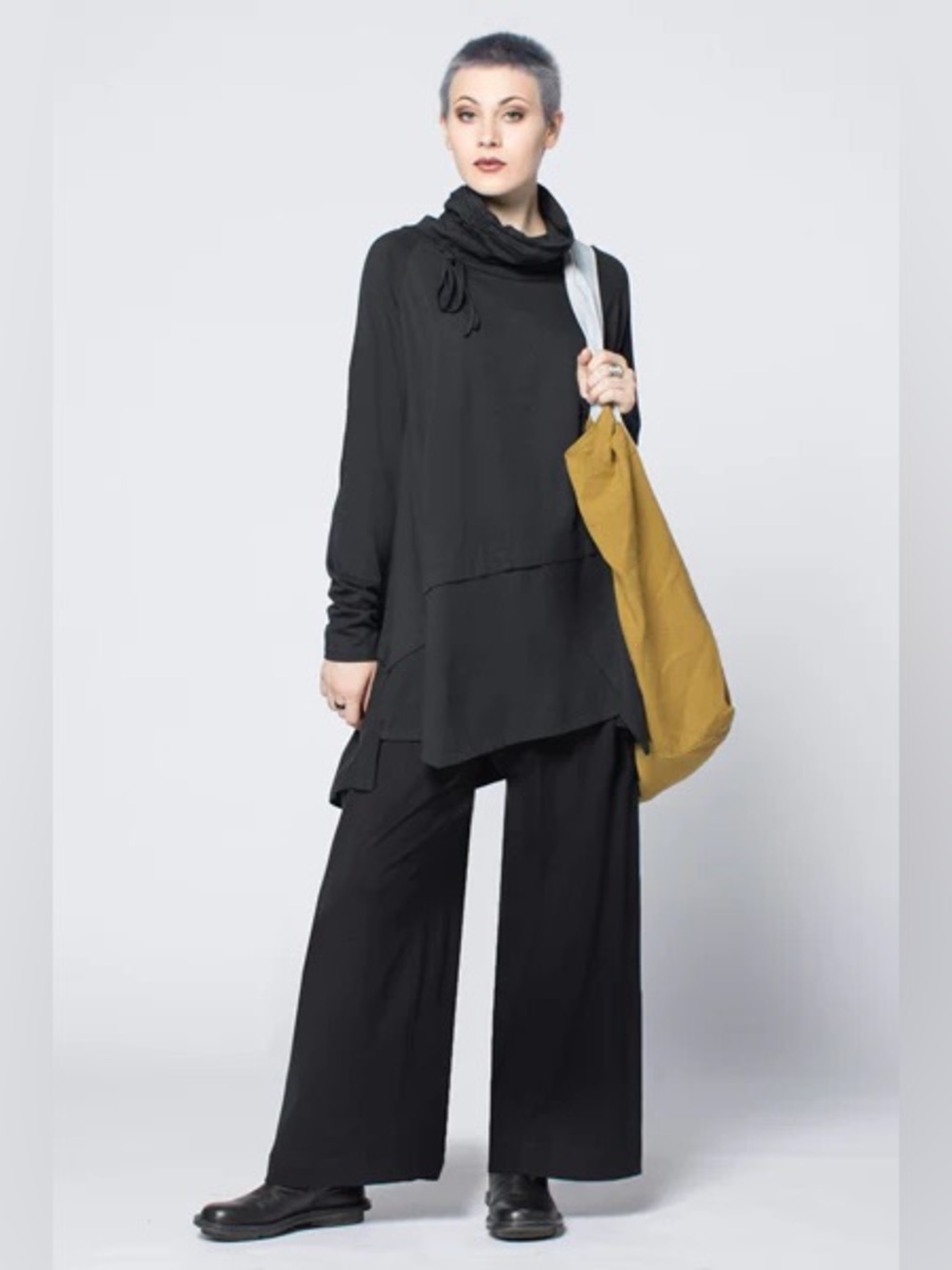 KALIYANA  PALAZZO Wide Leg PANT
Cotton Jersey in Black Tokyo in L